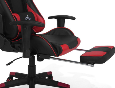 Karrige gaming Beliani VICTORY, lëkurë sintetike, me këmbëz, e kuqe e zezë