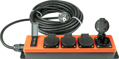 Zgjatues energjie Kabelmeister SL014-U100O, 10 m, 4 priza, portokalli