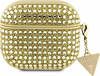 Këllëf Guess Hardcase për Apple AirPods 3, Rhinestone Triangle, gold
