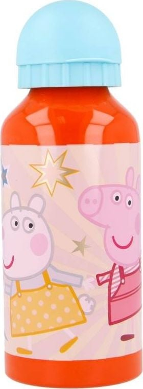 Шише за вода Peppa Pig Junior, 400 ml, алуминиум, портокалова и сина