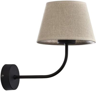 Applikë muri TK Lighting Chicago, abazhur liri, trup metalik i zi, abazhur bezhë