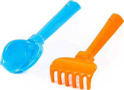 Set lopatë dhe grabujë lodër Polesie (2112), 17 cm, e gjelbër/e portokalltë