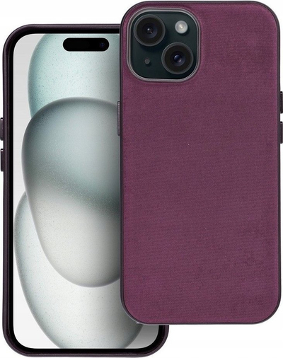 Mbrojtëse telefoni Mag Cover MagSafe për iPhone 15, me material tekstili, ngjyrë burgundy