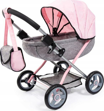 Колица за кукли Bayer 4 во 1 Cosy, за кукли до 46 cm, розово сива