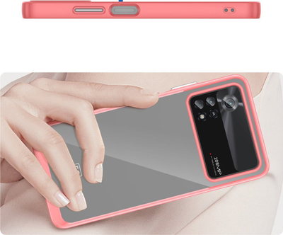Kapak telefoni Outer Space për Xiaomi Poco X4 Pro 5G, hibrid TPU PC, pjesa mbrapa transparente, rozë