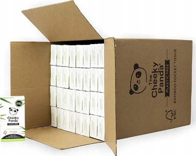 Салфетки за џеб Cheeky Panda Bamboo, 10 парчиња, сет од 96 пакувања, бели