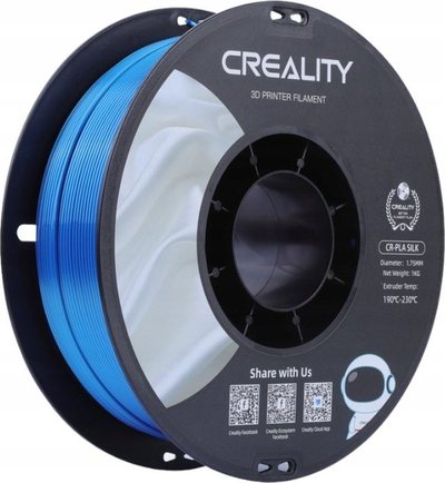 Filament 3D Creality Silk PLA, 1.75mm, saktësi ±0.03mm, blu me shkëlqim