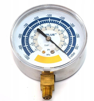 Manometër vakumi Value Small, Ø62mm, lidhje 1/8" NPT, ngjyrë argjendtë