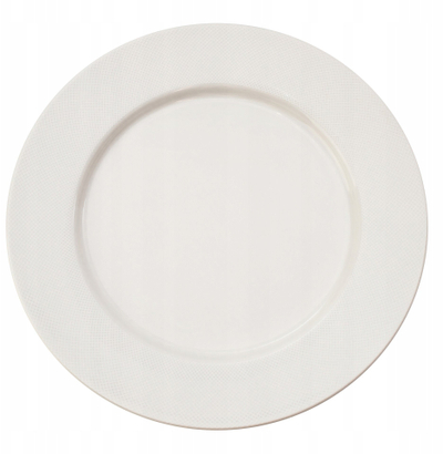 Pjatë e sheshtë Verlo Norwich, porcelani, 27 cm, ecru beige, me hesap me vizatime gjeometrike