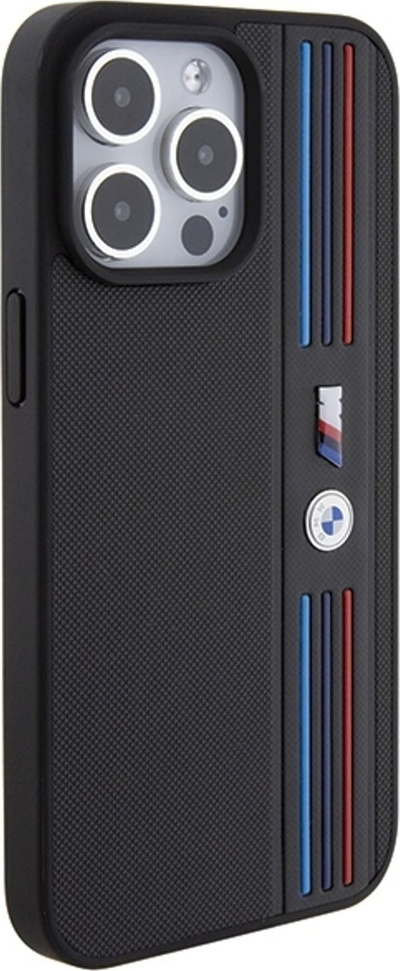 Mbulesë telefoni BMW M Collection BMHCP15L22PPMK për iPhone 15 Pro 6.1\", polikarbonat me lëkurë eco, e zezë