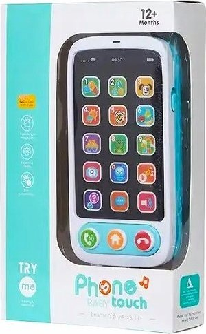 Telefoni edukativ për kalamaj Baby Touch, me tinguj muzikorë, 12+ muajsh, bardh e kaltër