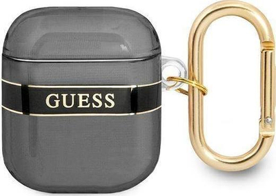 Kapak mbrojtës Guess Strap Collection për AirPods, me rrip, i zi