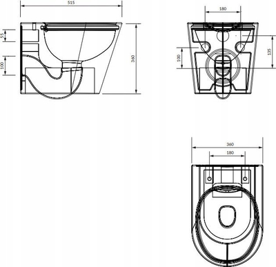 WC e varur Omnires Tampa, soft close, rimless, e bardhë