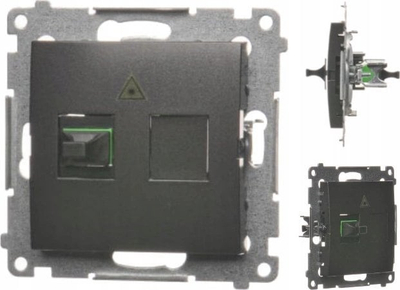 Prizë fibra optike Kontakt Simon DGS1.01/49 Simon54, 1x SC APC, nën suva, e zezë mat
