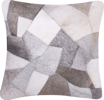 Jastëk dekorativ NEELOOR, lëkurë, 45 x 45 cm, gri