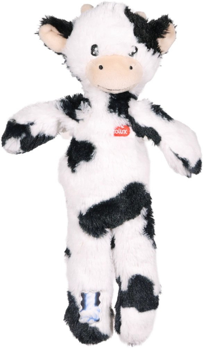 Lodër pelushi për qen Zolux Isache Cow, 33 cm, me fishkëllimë, bardh e zezë