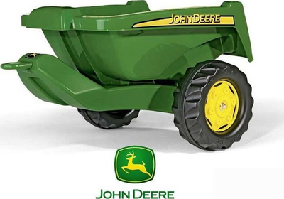 Играчка приколка Rolly Toys Rolly Kipper II, за трактори со педали, типер, зелена John Deere