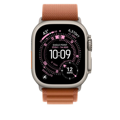 Apple Watch 49mm Loop, Terra Cotta Alpine Loop, Small, Natural Titanium Finish