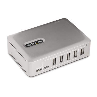 USB-C хаб StarTech 7 порти, USB 3.1 10Gbps, со напојување 65W, сива