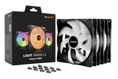 Ventilator kase Be Quiet! Light Wings LX, 140mm PWM, set 3 copë, ARGB, i zi