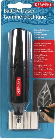 Gomë elektrike Derwent Battery Operated Eraser, me bateri AAA, me zëvendësues, gri