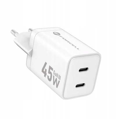 Karikues muri Forcell Power Adapter, 45W, 2x USB C PD QC 4.0, i bardhë