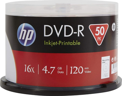 Дискови HP DVD R, 4.7GB, 16X, Inkjet Print, 50 парчиња