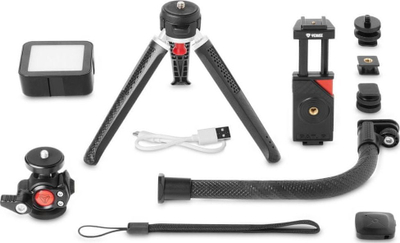 Selfie stick me tripod Yenkee YSM 720 VLOGKIT, me dritë LED, për smartphone, i zi