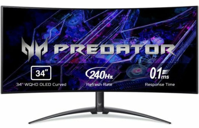 Monitor gaming i lakuar Acer Predator X34X, 34", UWQHD OLED, 240Hz, i zi