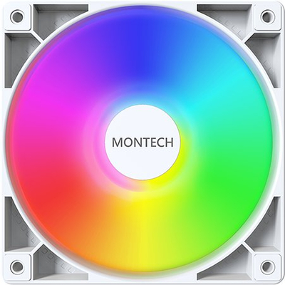 Ventilatorë kase Montech GF120 ARGB PWM, set me 3 copë 120mm, me fan hub, të bardhë