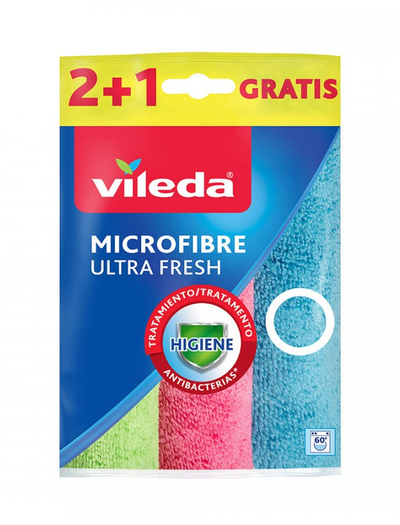 Lecka mikrofibër Vileda Ultra Fresh, set 3 copë, shumëngjyrëshe