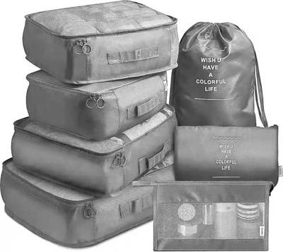 Set organizuesh udhëtimi Aptel, 8 pjesë, poliester, gri