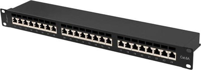 Patch panel Lanberg PPSA-1024-B, 24 porta RJ-45 CAT 6a STP, 1U 19", i zi