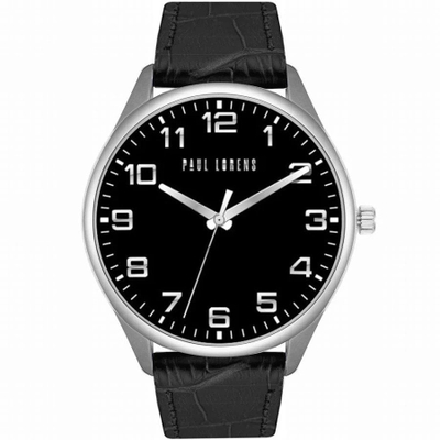 Ore dore Paul Lorens PL20022A-1A1, 41mm, rrip lëkure, e zezë