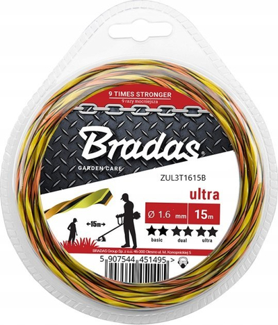 Fije trimeri ULTRA L3 Twist, 1.6mm, 15m, portokalli