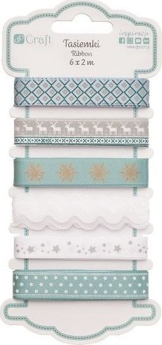 Set fjongosh zbukuruese Craft Sensations Azure Seren, 6 copë, 6 x 2 m, mint edhe të bardha
