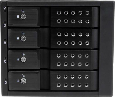 Rack mobil për HDD StarTech HSB4SATSASBA, 4 slote 3.5", SATA III SAS II, alumini, i zi