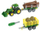 Set lodër me traktor ndërtimi John Deere 6215R, me rimorkio bari edhe rimorkio shtylle, jeshil