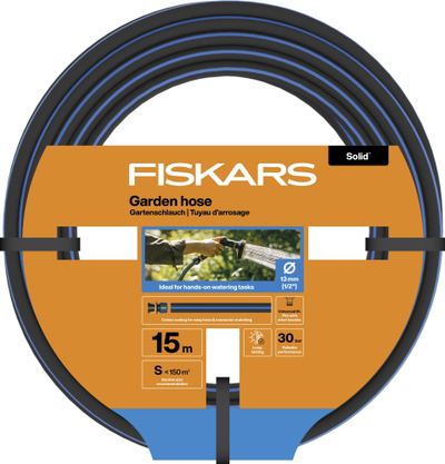 Zора за вода Fiskars Garden Hose S, 15 m, 13 mm, портокалова