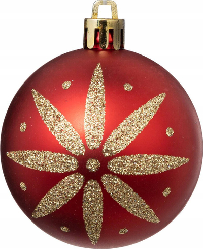 Set toptha Krishtlindjesh Atmosphera Colorama Christmas, 25 copë, plastikë e ricikluar 6cm, të kuq e të bardhë