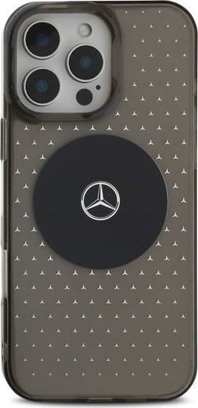 Kapak telefoni Mercedes MB Star Pattern për iPhone 16 Pro 6.3", transparent, i zi