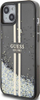 Kapak telefoni Guess Liquid Glitter Gold Stripes, për iPhone 15 14 13, i zi