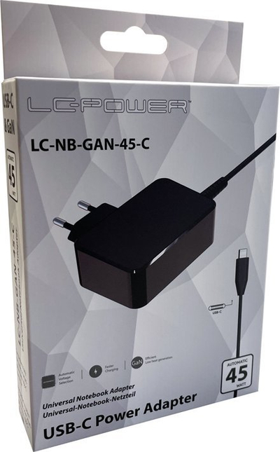 Karikues laptopi LC-Power LC-NB-GAN-45-C, 45W, GaN, i zi
