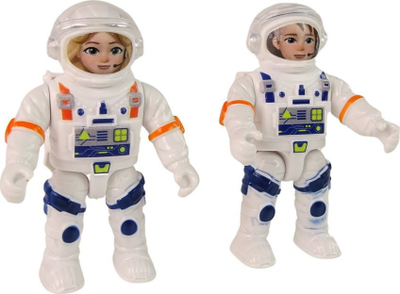 Set lodrash hapësinore Leantoys Space Rocket, raketë dhe makina, me astronautë, bardh e blu
