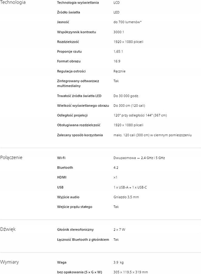 Projektor Philips NeoPix 750 Smart, Full HD 1080p, Wi‑Fi, i bardhë