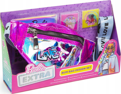 Set për me bo gati çantën e belit Barbie Extra, me ngjitëse, për kalamaj, rozë e fortë