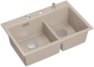 Lavabo kuzhine Quadron Marc 120, 2 vaska, 76x50x23.5cm, beige, çelik