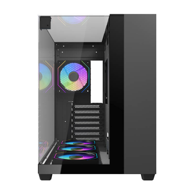 Kuti kompjuteri DarkFlash TH285 ATX Cube, gaming, ARGB, xham i temperuar, e zezë