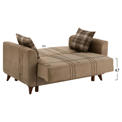 Set divan-shtrat (2 + 3 ulëse), stof (HM11752), bezhë