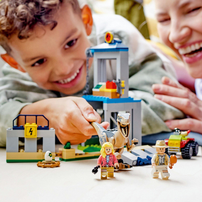 Set lodër LEGO Jurassic Park 76957 Velociraptor Escape, për ndërtim për kalamaj 4+, me figura